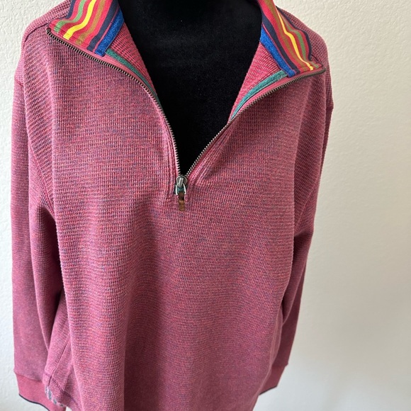 Robert Graham Red Color Flake 1/4 Zip Turtleneck Sweater Pullover Mens Medium - Picture 5 of 12